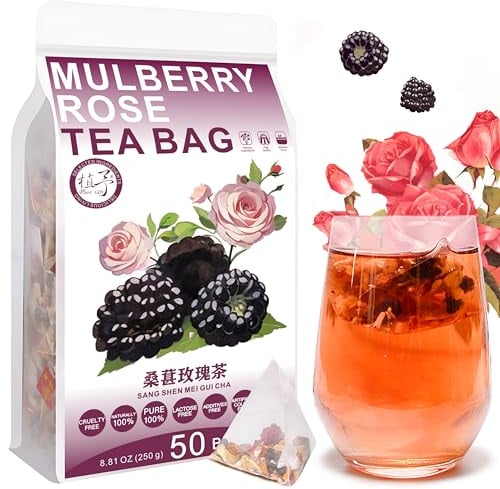 Plant Gift Mulberry Rose Tea Bag 8.81oz (5g*50bags) poireaux, roses, lys, Chine pure et naturelle, mélange de santé de thé, mélange de thé de fleur 250g 桑葚玫瑰茶