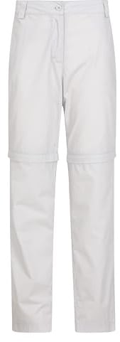 Mountain Warehouse Quest Zip-Off Damenhose – UV-Wanderhose, Damen-Outdoor-Unterteil mit Mehreren Taschen, einfache Aufbewahrung – ideal für Trekking, Camping, Wandern Hellgrau Damengröße EU 34