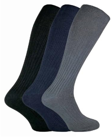 Sock Snob - 3 Pairs Mens Quality Long Knee High Length 100% Cotton Socks