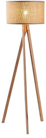Teamson Home Hailey LED Tripod Standing Floor Lamp with Drum Shade, Modern Lighting in Beige for Living Room, Bedroom or Dining Room