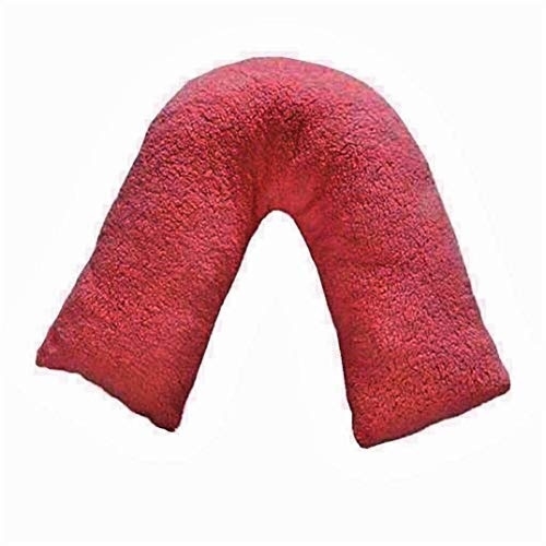 NIGHTZONE Teddy Bear V Shaped complete pillow or Case for support Maternity, Neck, Back, Soft Warm Plush Cosy Fleece Cover (Teddy V Pillow Red, Complete Pillow)