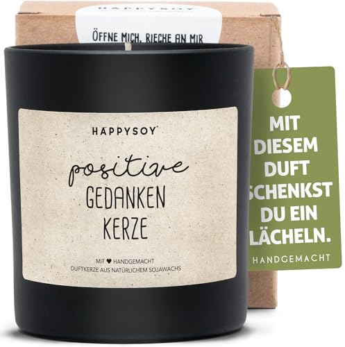 Positive Gedanken Duftkerze im Glas mit Spruch aus Soja natürlich handgemacht - nachhaltig persönliches Geschenk positives Denken Geschenkidee beste Freundin Freund Mama Papa glücklich