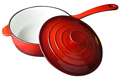 DIBOO Emaillierte Gusseisen-Bratpfanne mit Deckel, 2,7 l