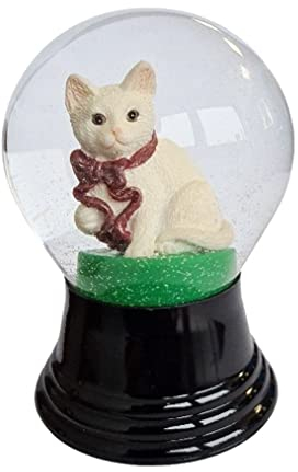 VIENNA SNOWGLOBE Schneekugel Echtglaskugel - Fast wie echter Schnee Motiv: Katze sitzend, 8 cm