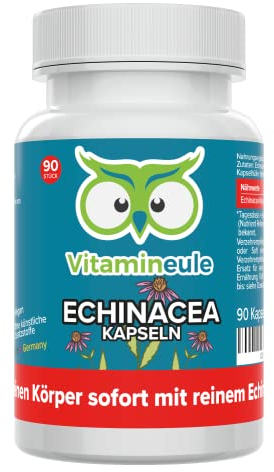 Echinacea Kapseln - hochdosiert 300 mg 10:1 Extrakt (entspricht 3.000 mg Echinacea) - bioaktiv & vegan - Produktion In Deutschland - ohne Zusatzstoffe & laborgeprüft - Vitamineule®