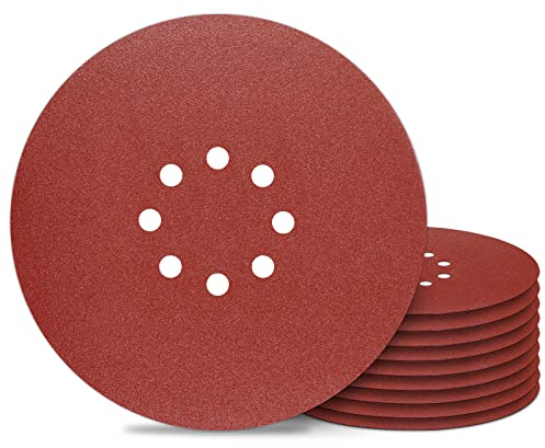 Schleifpapier 225mm Klett - 10 Stück - Körnung P150-8 Loch Schleifgitter 225 - Trockenbauschleifer Schleifscheiben für Schleifgiraffe Langhalsschleifer Wandschleifer