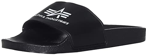 Alpha Industries Unisex Alpha Slider Bequeme Badeslipper für Herren Slipper, Black, 46 EU