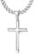 ADRAMATA 925 Sterling Silber Halskette Kreuz Anhänger mit 5MM Edelstahl Diamant Schnitt Breite Panzerkette Klassische Kette ketten für Damen Herren Mädchen Jungen 51CM