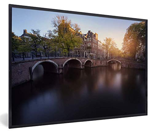MuchoWow Poster Bilder Wanddeko Deko Wohnzimmer 30x20 cm Ein Sonnenuntergang über der Keizersgracht in Amsterdam