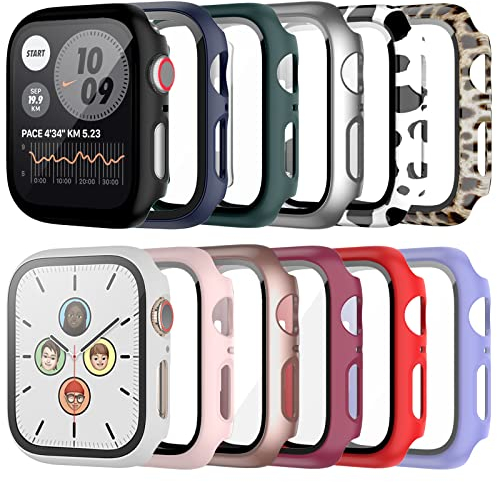 JZK 12 Stück Schutzhülle für Apple Watch SE/6/5/4 40mm, Gehärtetes mit Glas Displayschutz, Vollschutz HD Ultradünne Kratzfest Case für iWatch SE/6/5/4 40mm
