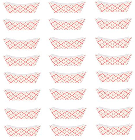 BESTonZON 50pcs Food Tray Hot Dog Container Dessert Plate Concession Stand Paper Serving Trays Food Take Out Tray Hot Dog Paper Trays Red Basket Household Paper Tray Marine Barbecue Boat