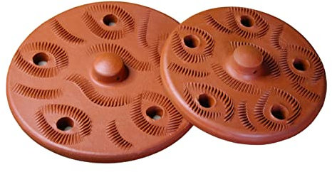 Terracotta Weighted Plate for Grape Leaf Roll Dolma Tolma Warak Enab - PACK of 2 - Perfect Tool for Stuffed Dishes! Improved Special Edition