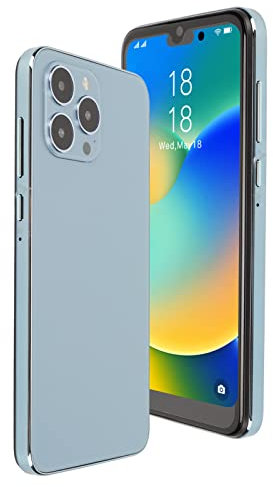 I14pro Max Smartphone, Pantalla Azul Ultra HD de 6,1 Pulgadas, 4 GB de RAM, 32 GB de ROM, Teléfono Móvil Frontal de 8 MP, Trasero de 16 MP, Batería de 6800 MAh, Reconocimiento(Enchufe de la UE)