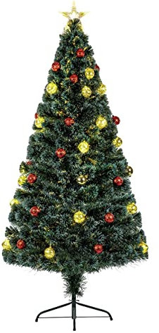 Premier Fibre Optic Green Christmas Tree with Pin Wire LED Baubles - 1.2m/4ft