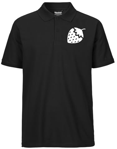 Huuraa Herren Polo Shirt Erdbeere Strawberry Geschenk | Bio Baumwolle Fairtrade Kurzarm Poloshirt Geschenkidee Männer Polohemd