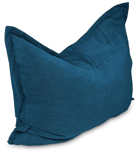 chilly pilley Sitzsack L XL XXL Cordstoff Bodenkissen Beanbag Styropor Füllung Riesensitzsack Cord-Material Sitzkissen Gartenkissen zum Liegen und Sitzen Cord 180x140 Dunkelblau