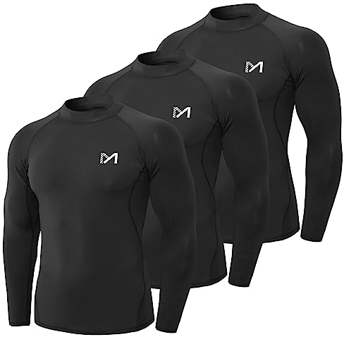 MEETYOO Kompressionsshirt Herren, Funktionsshirt Langarm Fitnessshirt Männer Atmungsaktiv Sportshirt Laufshirt für Laufen Sport Turnhalle
