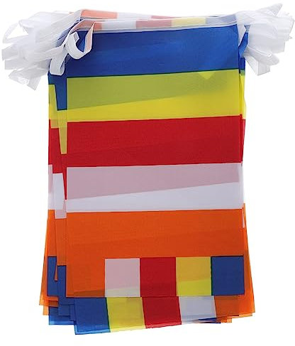 IWOWHERO Traditional Flag Buddhist Flag Qatar Positive Energy Polyester Prayer Bunting