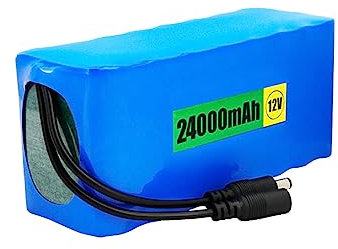 WILLQ DC 12V 6000mAh 9000mAh 12000mAh 18000mAh 24000mAh 30000mAh Rechargeable Lithium Li-ion Battery 12 Volt Spare Battery for 12 V Electric Device Backup Battery,12V24000mah