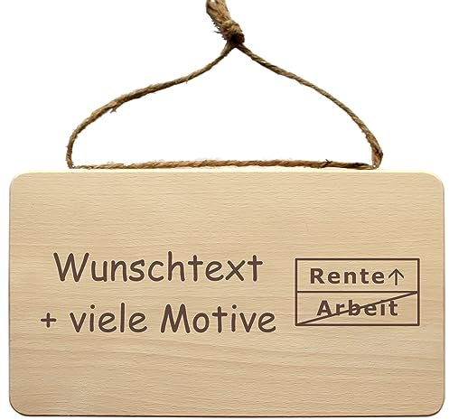 Wandschild Rentner mit individueller Gravur - Sprüche + Motive, Holzschild zum Aufhängen, Türschild, Rentner Geschenk Mann