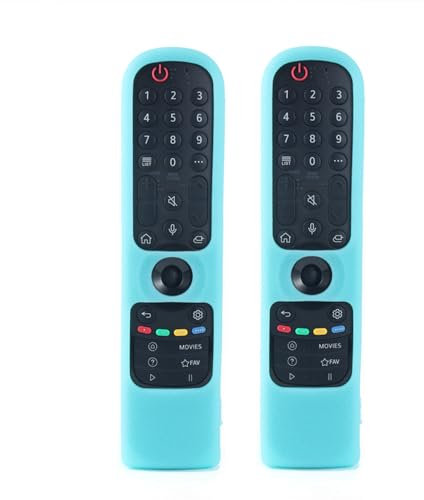 2pcs Fernbedienungshülle Kompatibel mit LG MR24GA MR23GA MR22GA MR22GN MR21GA MR21GC OLED QNED Smart TV Remote,Silikon-Fernbedienungshülle für LG Magic 2024 (2pcs Leuchtendes Blau)