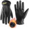 HANDLANDY Leather Winter Work Gloves, 3M Thinsulate Lining Deerskin Warm Working Gloves, Thermal Insulated Lined Gloves for Women & Men Medium