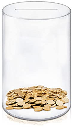 26× 16× 16 cm Spardose Groß, Acryl Transparente Spardose Nicht zum öffnen, Sparschwein für Erwachsene Kinder