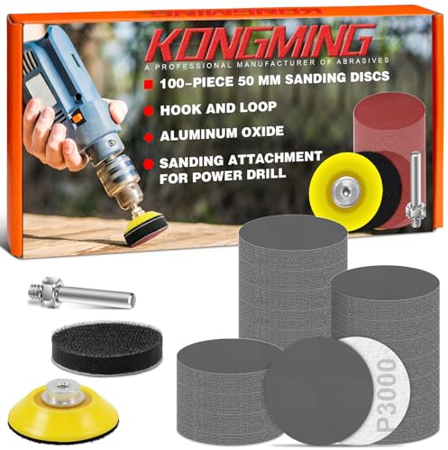 KONGMING Disque Poncage 50mm 100 Pieces Grain 3000 Papier Poncage pour Ponceuse Pneumatique