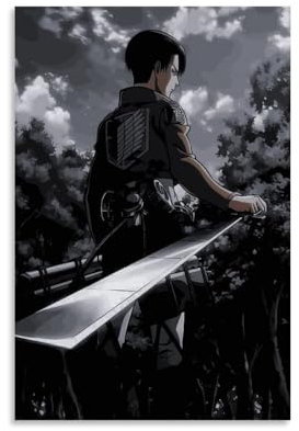 REOTTO Levi Ackerman Anime Titan Poster Dekorative Malerei Leinwand Wandkunst Wohnzimmer Poster Schlafzimmer Malerei,Wandkunst Bilddruck Moderne Familienzimmer Dekor 12x18inch(30x45cm)