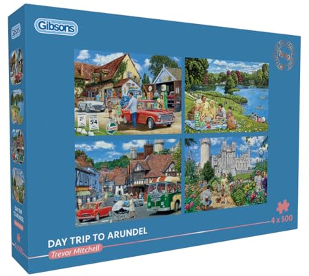 Day out with the Family Age 12+ | 4 x 500 Piece Jigsaw Puzzle | Multi-Box Jigsaw Puzzle | Sustainable Puzzle for Adults | Premium 100% Recycled Board | Great Gift for Adults | Gibsons Games
