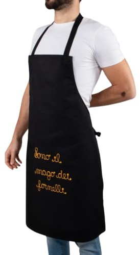 MyVorrei Delantal para hombre negro de cocina | Idea de regalo | Personalizable con nombre de frase, de polialgodón, Negro , Talla única