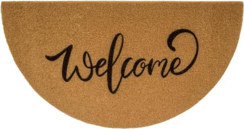 Half Round Welcome Door Mat - Artificial Coir Doormat - Non Slip Doormat - Half Circle Entry Mat for Indoor Outdoor