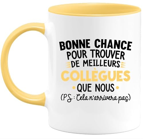 quotedazur Café-Croissant - Mug Personnalisé Humour Départ Collègue - Bonne Chance Pour Trouver De Meilleurs Collègues Que Nous - Cadeau Noël Original Drôle Tasse Pot De Départ - Jaune/Céramique