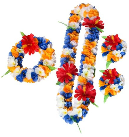 NUOBESTY 4stücke Hawaii-leis Blumenkranz für Stirnband Armband Künstliche Blumen für Luau-party-deko Tropische Strand-accessoires für Kostümpartys und Besondere Anlässe