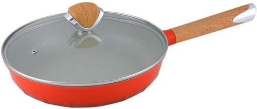 LRTYZBD Nonstick Wok Pan with Lid, Aluminum Stir-Fry Pan and Cooking Woks, Granite Coating Anti Scratch Flat Skillet with Helper Handle, for Induction, Electric, Gas, All Stoves