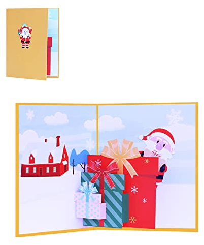 3D Weihnachtskarte bewegliche Weihnachtsmann-Überraschungskarten für Kinder Mädchen Jungen Geburtstag Urlaub Geschenk Weihnachtskarte