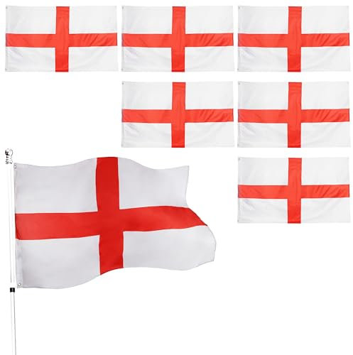 Lot de 6 grands drapeaux de l'Angleterre 152 x 91 cm – Parfait pour les événements sportifs et les célébrations anglaises