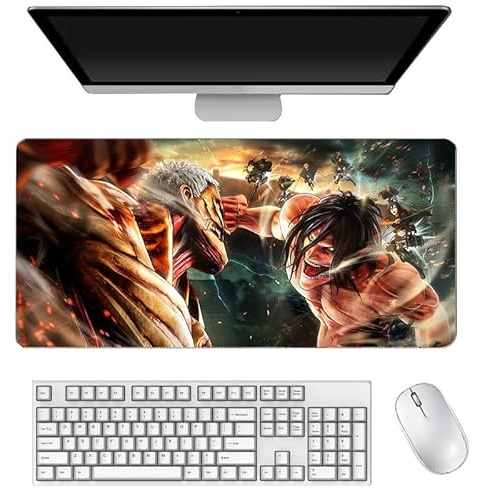 Jilijia Tapis de souris Anime Eren Jaeger/The Armored Titan/Beast Titane Impression 3D Tapis de souris en caoutchouc antidérapant pour PC Bureau Bureau 400x900mm