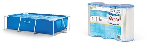 Intex 28272NP Small Frame - Piscina Desmontable, 300 x 200 x 75 cm, 3.834 litros, Color Azul & 29003-PACK 3 Cartuchos Filtro Tipo A