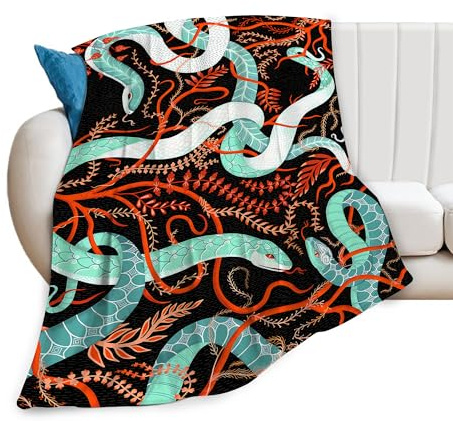 Snake Throw Blanket for Women, Men & Kids - Soft, Warm & Cozy Fleece Blanket for Couch, Sofa & Bed - 80x60