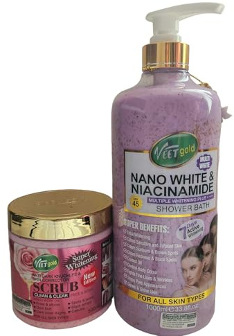 VeetGold Nano White & Niacinamide Body Wash 1000 ml & Anti Dark Knuckles & Skin Corrector Scrub 500 ml