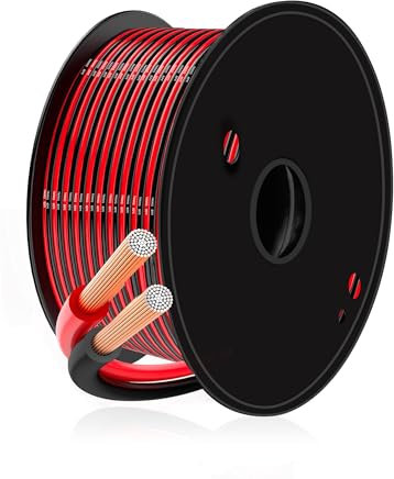 2,08 mm² Fil Électrique - XINWANG 14 Gauge Câble en Aluminium Revêtu de Cuivre (15 mètres Noir/Rouge) - Haute Conductivité, Isolation PVC, 300V/600V, Idéal pour les Projets Domestiques et DIY