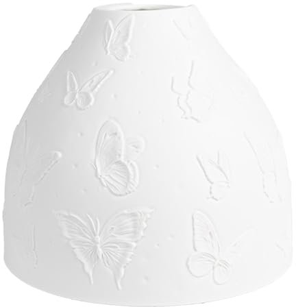 Clayre & Eef Pendelleuchten-Schirm Ø 15x12 cm Weiß Porzellan Schmetterlinge