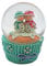 Dekohelden24 Schüttelkugel, Glaskugel Weihnachten, Schneemannkugel, Schneekugel als kuschelndes Schneemannduo auf Cupcakesockel in Mint, Maße H/B/Ø Kugel: ca. 9 x 6 cm/Ø 6,5 cm.