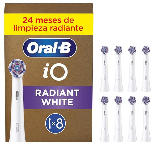 Oral-B iO Strahlendes Weiss – ORIGINAL Aufsteckbürsten für Elektrische Oral-B iO Zahnbürsten – Bürstenköpfe, Zahnbürstenaufsatz, Ersatzbürsten zur Zahnaufhellung – Weiß, 8 Stück