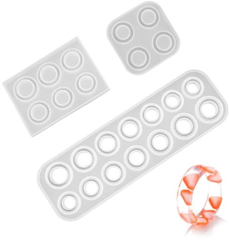 Nsiwem Ring Silikonform Epoxidharz 3 Stück Silikon Ringform Epoxidharz Formen DIY Ring Silikonform Ring Resin Form DIY Ringe Epoxidharz Silikon Formen Epoxy Ring Form für Basteln Dekorationen