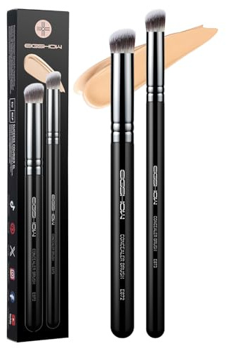 EIGSHOW Pinceau Anti Cerne Correcteur Sous Les Yeux Pinceaux Maquillages Pour Produits Liquides Et Crèmes Set Noir (E872&E873)