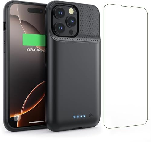 Feob Battery Case for iPhone 16 Pro Max,Powerful 8600mah Portable Extended Battery Charger Cover for iPhone 16 Pro Max Charging Case(6.9 Inch)-Black