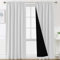 BellaHills 100% Thermovorhang Kälteschutz mit Kräuselband Gardinen Blickdicht 2er Set H240 x B132 cm Verdunklungsgardine Vorhänge Wohnzimmer Blackout Curtains, Vorhänge Kurz, Grau-weiß