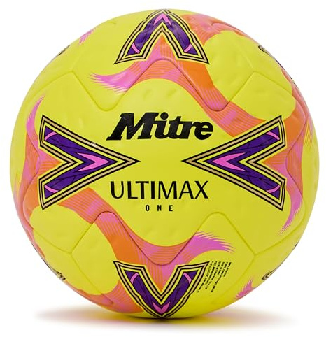 Mitre Unisex Adult Ultimax One 26 Football, Yellow/Orange/Purple, 4